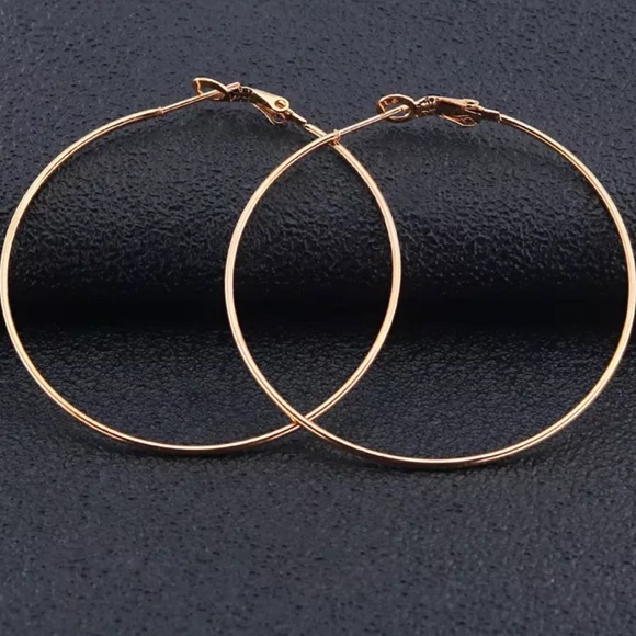 Yellow Gold Plated 1.5” Round Hoop Earrings - Picture 4 of 7
